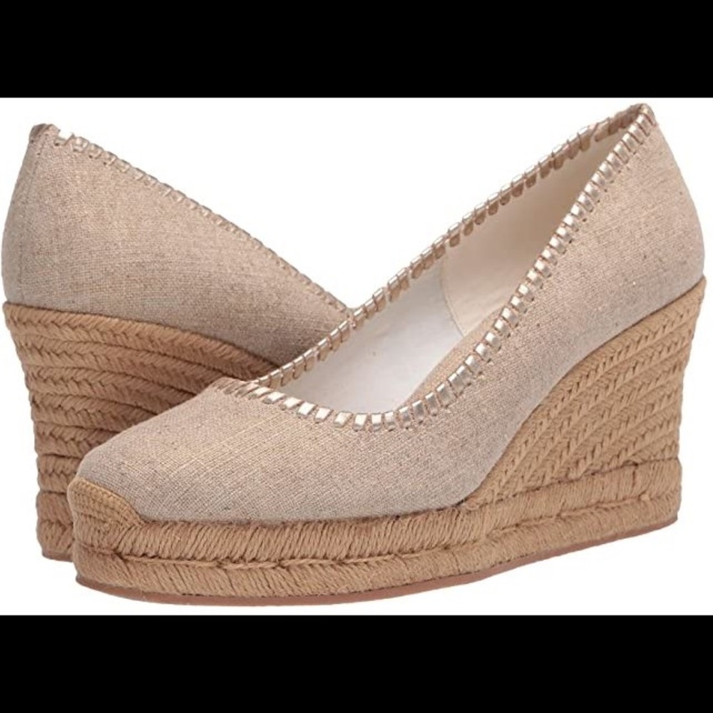 Jack Rogers Palmer Closed Toe Tan Gold Cork Wedge